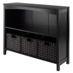 Terrace 30 in. Walnut 3-Tier Shelf Storage Bookcase with Baskets by Winsome Wood