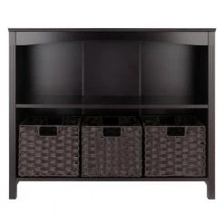 Terrace 30 in. Walnut 3-Tier Shelf Storage Bookcase with Baskets by Winsome Wood -BENCH Online Store walnut winsome wood bookcases bookshelves 92498 c3 1000