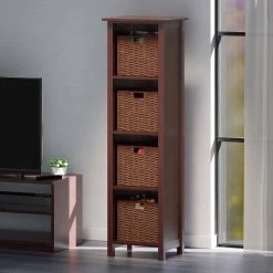 Milan 55 in. Walnut 5-Tier Shelf Storage Bookcase with Baskets by Winsome Wood 16 Milan 55 in. Walnut 5-Tier Shelf Storage Bookcase with Baskets by Winsome Wood -BENCH Online Store walnut winsome wood bookcases bookshelves 94516 fa 1000