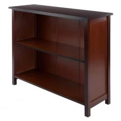 Milan 2-Section Bookcase, Wide Shelf, Walnut by Winsome Wood