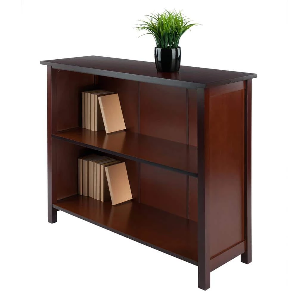 Milan 2-Section Bookcase, Wide Shelf, Walnut by Winsome Wood 3 Milan 2-Section Bookcase, Wide Shelf, Walnut by Winsome Wood - Image 2