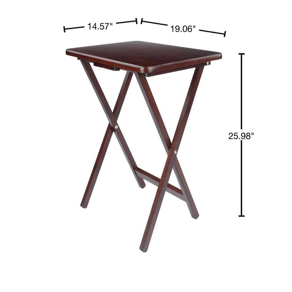 Alex 19 in. Walnut Snack Table (Set of 4) by Winsome Wood 5 Alex 19 in. Walnut Snack Table (Set of 4) by Winsome Wood - Image 3