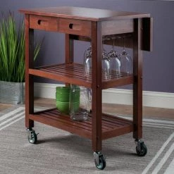 Jonathan Walnut Kitchen Cart with Drop Leaf by Winsome Wood -BENCH Online Store walnut winsome wood kitchen carts 94734 31 1000