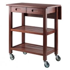 Jonathan Walnut Kitchen Cart with Drop Leaf by Winsome Wood