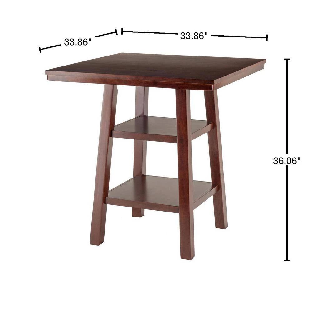 Orlando Hight Table with 2-Shelves in Walnut by Winsome Wood 4 Orlando Hight Table with 2-Shelves in Walnut by Winsome Wood - Image 2