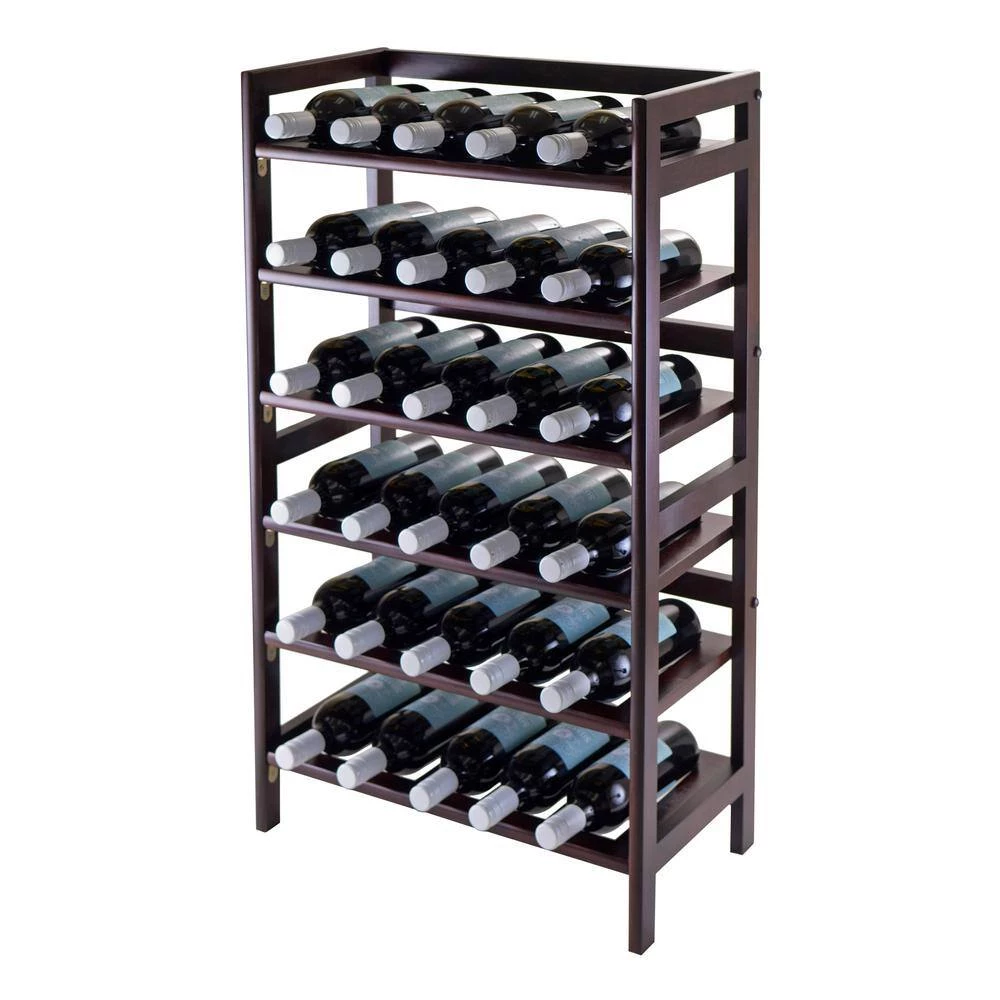 Silvi 30-Bottle Walnut Floor Wine Rack by Winsome Wood 6 Silvi 30-Bottle Walnut Floor Wine Rack by Winsome Wood - Image 4