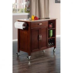 Mabel Walnut Kitchen Cart with Natural Wood Top by Winsome Wood -BENCH Online Store walnut with natural wood top winsome wood kitchen carts 94843 31 1000