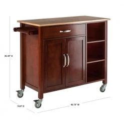 Mabel Walnut Kitchen Cart with Natural Wood Top by Winsome Wood -BENCH Online Store walnut with natural wood top winsome wood kitchen carts 94843 40 1000