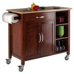Mabel Walnut Kitchen Cart with Natural Wood Top by Winsome Wood -BENCH Online Store walnut with natural wood top winsome wood kitchen carts 94843 c3 1000