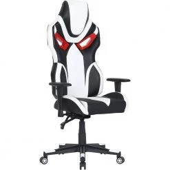 Black, White and Red Faux Leather Gaming Chair with Adjustable Gas Lift Seating, Lumbar and Neck Support by Hanover -BENCH Online Store white black red hanover gaming chairs hgc0111 1d 1000