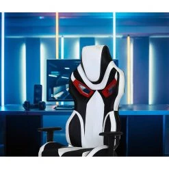 Black, White and Red Faux Leather Gaming Chair with Adjustable Gas Lift Seating, Lumbar and Neck Support by Hanover -BENCH Online Store white black red hanover gaming chairs hgc0111 4f 1000