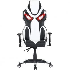 Black, White and Red Faux Leather Gaming Chair with Adjustable Gas Lift Seating, Lumbar and Neck Support by Hanover