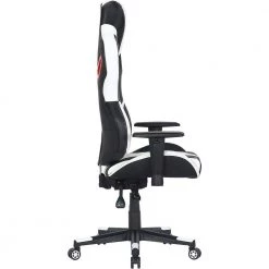 Black, White and Red Faux Leather Gaming Chair with Adjustable Gas Lift Seating, Lumbar and Neck Support by Hanover -BENCH Online Store white black red hanover gaming chairs hgc0111 66 1000