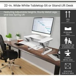 27 in. White Writing Desk with Adjustable Heights by Hanover 15 27 in. White Writing Desk with Adjustable Heights by Hanover -BENCH Online Store white hanover standing desks hsd0401 wht1 1d 1000