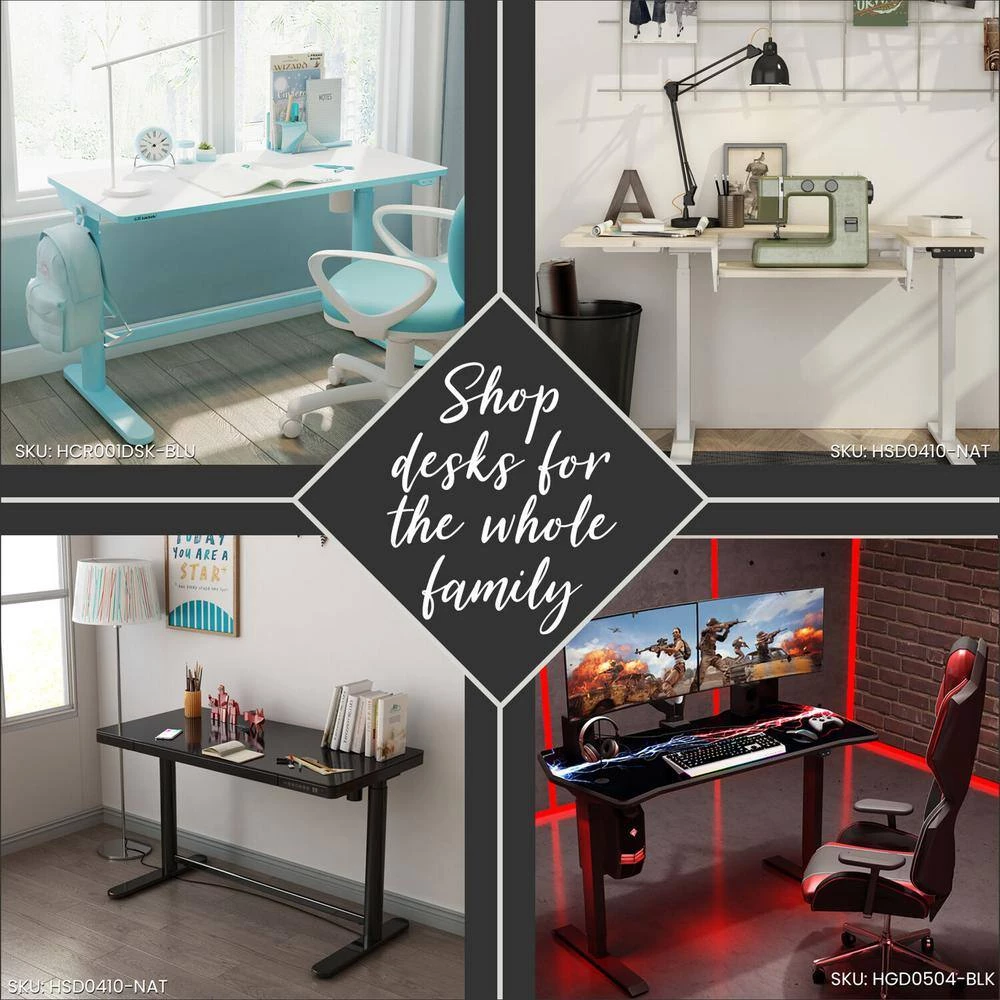 27 in. White Writing Desk with Adjustable Heights by Hanover 10 27 in. White Writing Desk with Adjustable Heights by Hanover - Image 8