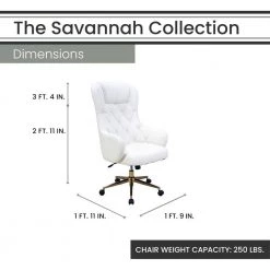 Savannah White High Back Tufted Fabric Office, Desk or Task Chair with Wheels and Gas Lift by Hanover -BENCH Online Store white hanover task chairs hoc0019 1f 1000