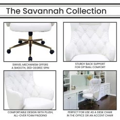 Savannah White High Back Tufted Fabric Office, Desk or Task Chair with Wheels and Gas Lift by Hanover -BENCH Online Store white hanover task chairs hoc0019 44 1000