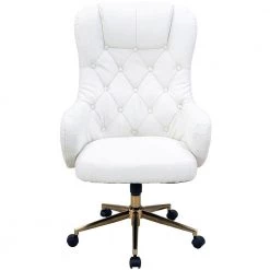 Savannah White High Back Tufted Fabric Office, Desk or Task Chair with Wheels and Gas Lift by Hanover
