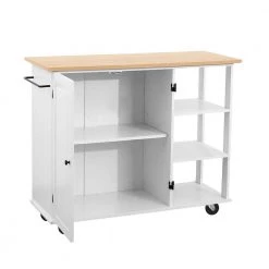 Latest Design Elegant White Kitchen Cart, Melamine board top with MDF frame in White +Natural by Whatseaso
