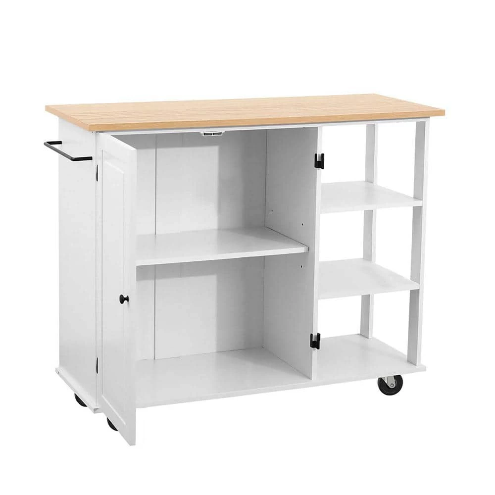 Latest Design Elegant White Kitchen Cart, Melamine board top with MDF frame in White +Natural by Whatseaso 3 Latest Design Elegant White Kitchen Cart, Melamine board top with MDF frame in White +Natural by Whatseaso