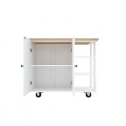 Wood Kitchen Islands with Large Trolley Cart with Large Cabinet, Towel Rack by Whatseaso