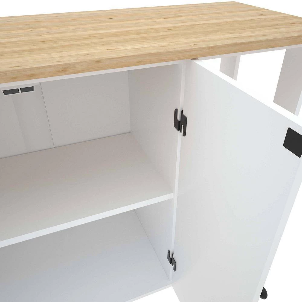 Wood Kitchen Islands with Large Trolley Cart with Large Cabinet, Towel Rack by Whatseaso 8 Wood Kitchen Islands with Large Trolley Cart with Large Cabinet, Towel Rack by Whatseaso - Image 6