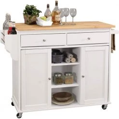 Contemporary Style Wooden Kitchen Island In White by Whatseaso