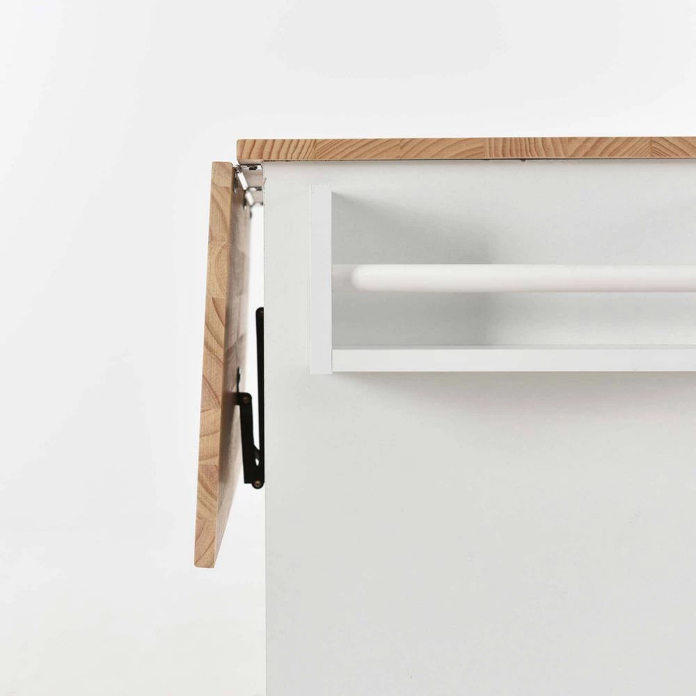 52.76 in. White Kitchen Island with Solid Wood Top and Locking Wheels by Whatseaso 5 52.76 in. White Kitchen Island with Solid Wood Top and Locking Wheels by Whatseaso - Image 3