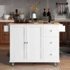 52.76 in. White Kitchen Island with Solid Wood Top and Locking Wheels by Whatseaso -BENCH Online Store white whatseaso kitchen islands lnn k110501795 64 1000