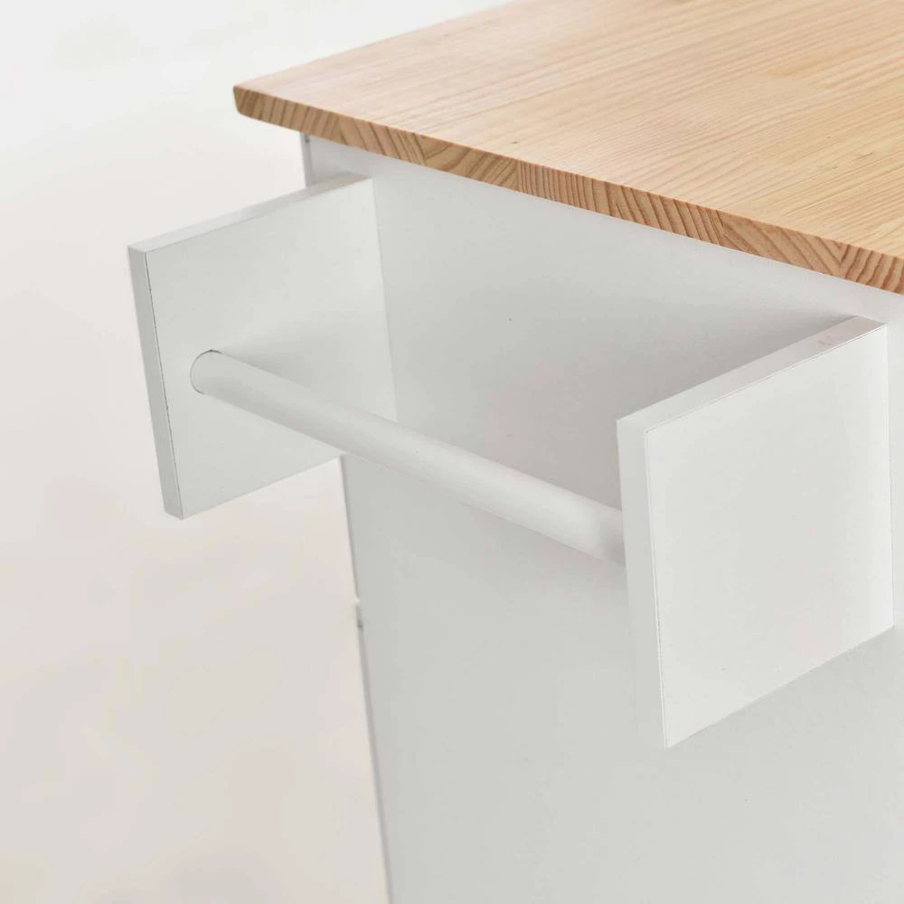 52.76 in. White Kitchen Island with Solid Wood Top and Locking Wheels by Whatseaso 12 52.76 in. White Kitchen Island with Solid Wood Top and Locking Wheels by Whatseaso - Image 10