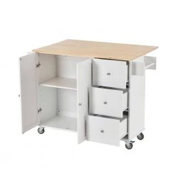 52.76 in. White Kitchen Island with Solid Wood Top and Locking Wheels by Whatseaso 18 52.76 in. White Kitchen Island with Solid Wood Top and Locking Wheels by Whatseaso -BENCH Online Store white whatseaso kitchen islands lnn k110501795 77 1000