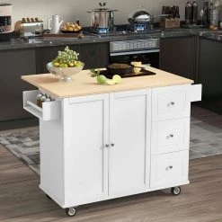 52.76 in. White Kitchen Island with Solid Wood Top and Locking Wheels by Whatseaso 19 52.76 in. White Kitchen Island with Solid Wood Top and Locking Wheels by Whatseaso -BENCH Online Store white whatseaso kitchen islands lnn k110501795 c3 1000