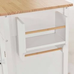 54.3 in. Spice Rack Towel Rack White Kitchen Island with Solid Wood Top and Locking Wheels 4-Door Cabinet and 2-Drawers by Whatseaso 16 54.3 in. Spice Rack Towel Rack White Kitchen Island with Solid Wood Top and Locking Wheels 4-Door Cabinet and 2-Drawers by Whatseaso -BENCH Online Store white whatseaso kitchen islands lnn k110502013 1d 1000
