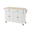 54.3 in. Spice Rack Towel Rack White Kitchen Island with Solid Wood Top and Locking Wheels 4-Door Cabinet and 2-Drawers by Whatseaso -BENCH Online Store white whatseaso kitchen islands lnn k110502013 64 1000