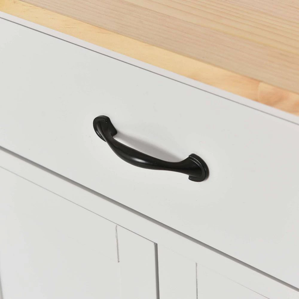 54.3 in. Spice Rack Towel Rack White Kitchen Island with Solid Wood Top and Locking Wheels 4-Door Cabinet and 2-Drawers by Whatseaso 13 54.3 in. Spice Rack Towel Rack White Kitchen Island with Solid Wood Top and Locking Wheels 4-Door Cabinet and 2-Drawers by Whatseaso - Image 11