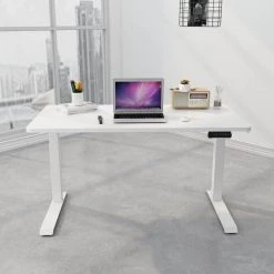 55 in. x 27 in. White Metal Standing Electric Desk with Adjustable Heights by Hanover 15 55 in. x 27 in. White Metal Standing Electric Desk with Adjustable Heights by Hanover -BENCH Online Store white white hanover standing desks hsd0421 wht 31 1000