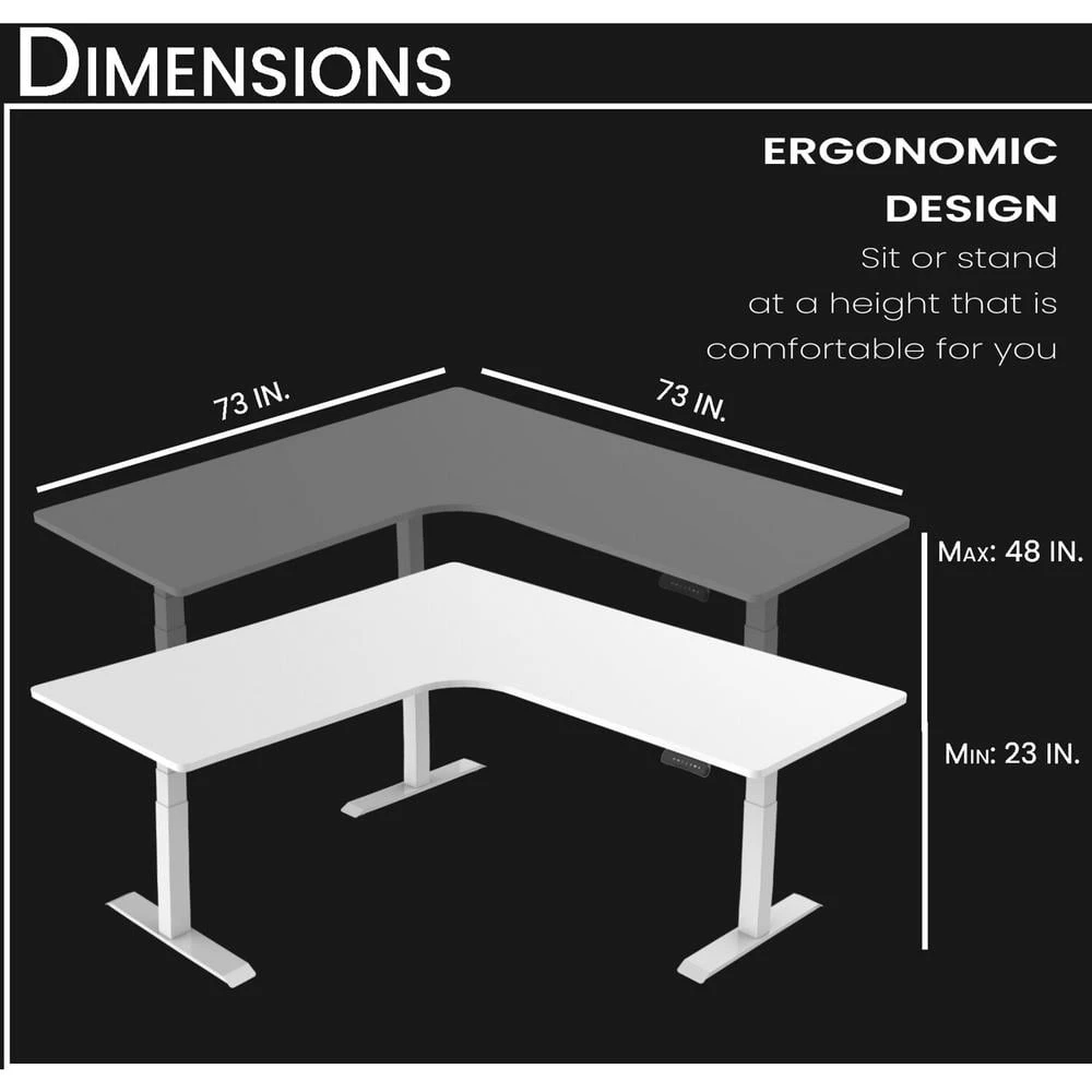 73 in. White Metal Standing Electric Desk with Adjustable Heights and Triple Motor System by Hanover 5 73 in. White Metal Standing Electric Desk with Adjustable Heights and Triple Motor System by Hanover - Image 3